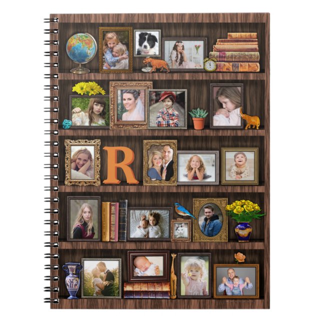 Family Photo Collage Antique Bookcase Personalised Notebook (Front)