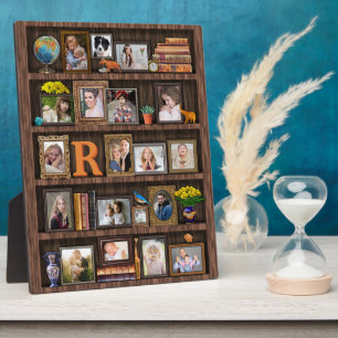 Family Photo Collage Antique Bookcase Personalised Plaque