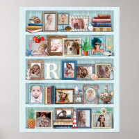 Family Photo Collage Beach Bookcase Personalized