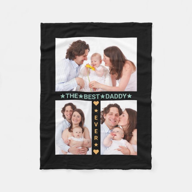 Family Photo Collage Best Dad Ever Father's Day Fleece Blanket (Front)