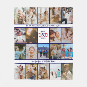 Family Photo Collage Best Dad Ever Fathers Day Fleece Blanket