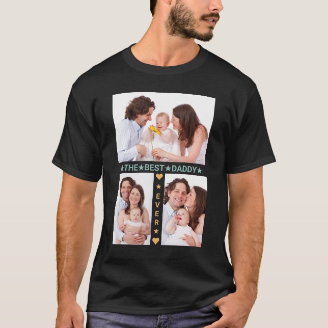 Family Photo Collage Best Dad Ever Father's Day T-Shirt (Front)
