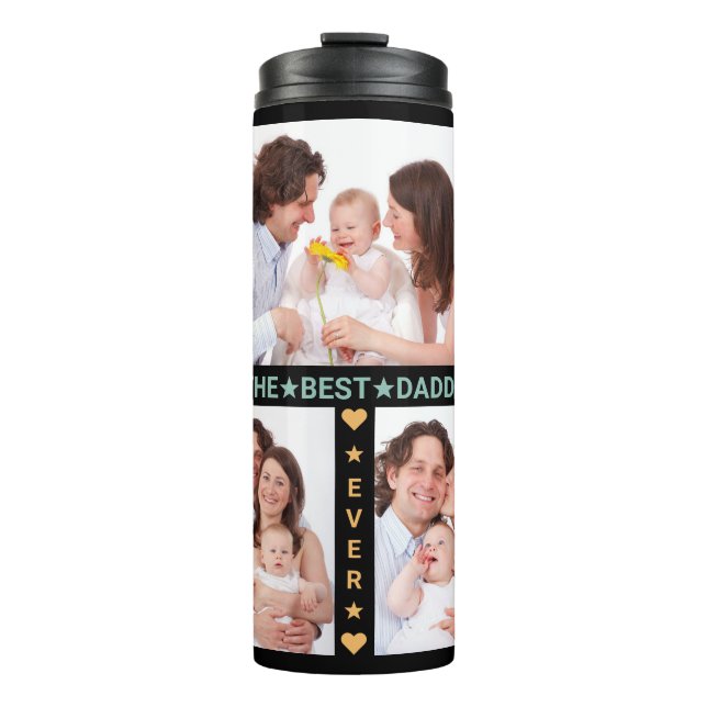 Family Photo Collage Best Dad Ever Father's Day Thermal Tumbler (Front)