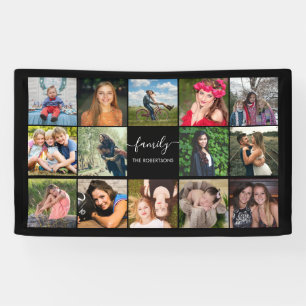 Family Photo Collage Black Custom Banner