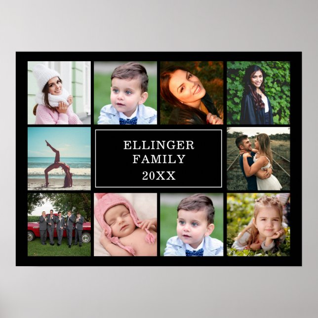 Family Photo Collage Black Custom Poster (Front)