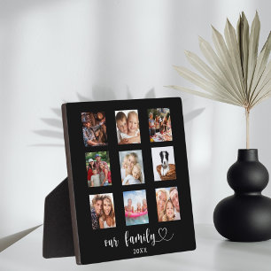 Family photo collage black plaque