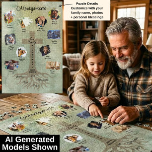 Family Photo Collage Blessings Faith Roots Jigsaw Puzzle