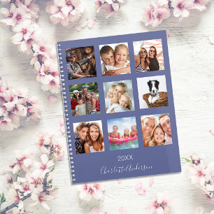 Family photo collage blue name script 2023 planner