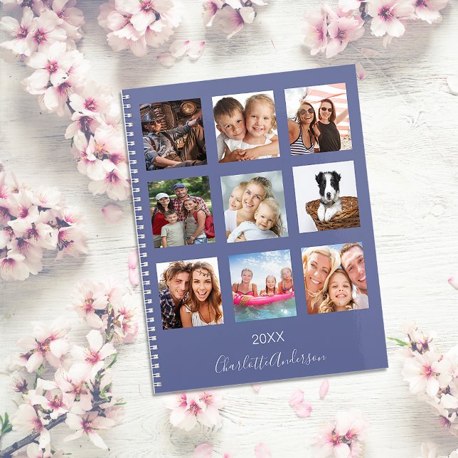 Family photo collage blue name script 2023 planner (Creator Uploaded)