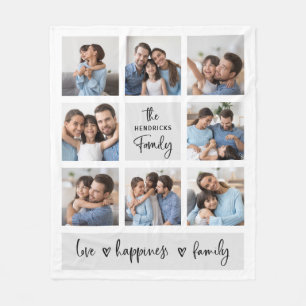 Family Photo Collage   Chic Modern Script Fleece Blanket