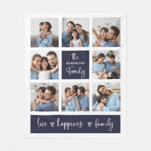 Family Photo Collage   Chic Modern Script Fleece Blanket