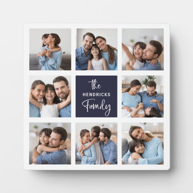 Family Photo Collage | Chic Modern Script Plaque (Front)