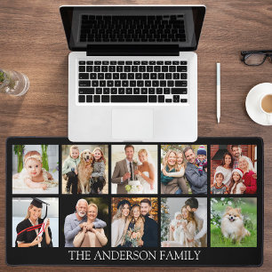 Family Photo Collage - Choose Colour Desk Mat