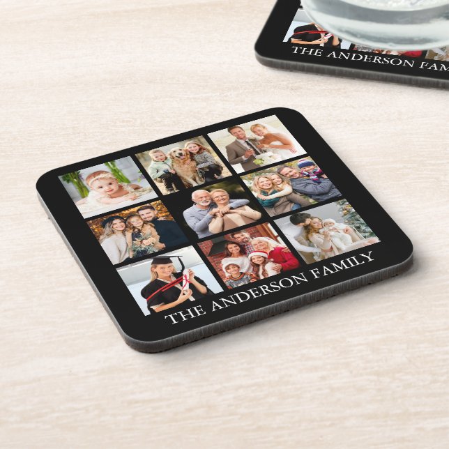 Family Photo Collage - Choose Your Colour Coaster (Left Side)