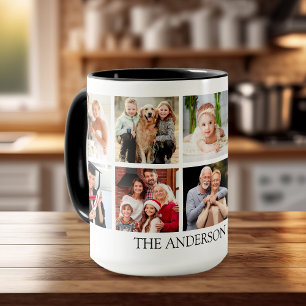 Family Photo Collage - Choose Your Colour Large Mug