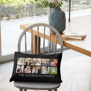 Family Photo Collage - Choose Your Colour Lumbar Cushion