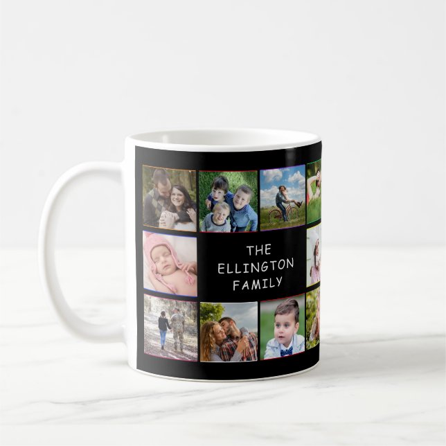 Family Photo Collage Colourful Custom Coffee Mug (Left)