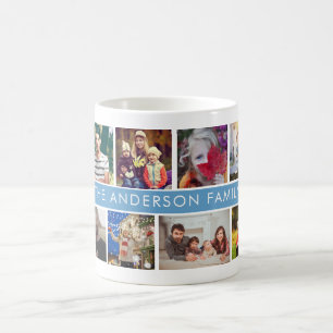 Family Photo Collage Custom Name Text Kids Mum Dad Coffee Mug