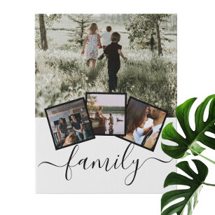 Family Photo Collage Custom Personalised Faux Canvas Print