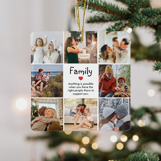 Family Photo Collage Custom Quote Keepsake Ceramic Ornament (Creator Uploaded)