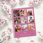 Family photo collage dark pink name script 2023 planner<br><div class="desc">Make your own unique family photo collage as a gift for your mom, wife or yourself. Use four, 9 of your favorite photos of your family, friends, dream travel destination or pet! Personalize and add a name and a year. The name is written with a modern hand lettered style script....</div>