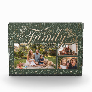 Family Photo Collage Design With Botanical Pattern Block