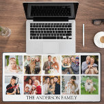 Family Photo Collage Desk Mat<br><div class="desc">Modern Minimalist Simple 10 Photo Collage Family Photos with Name Desk Mat - Black & White or choose your colours</div>