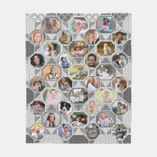 Family Photo Collage Easy Grey Quilt Look 35 Pics Fleece Blanket