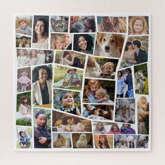 Family Photo Collage Easy Template 33 Cut Out Pics Jigsaw Puzzle (Vertical)
