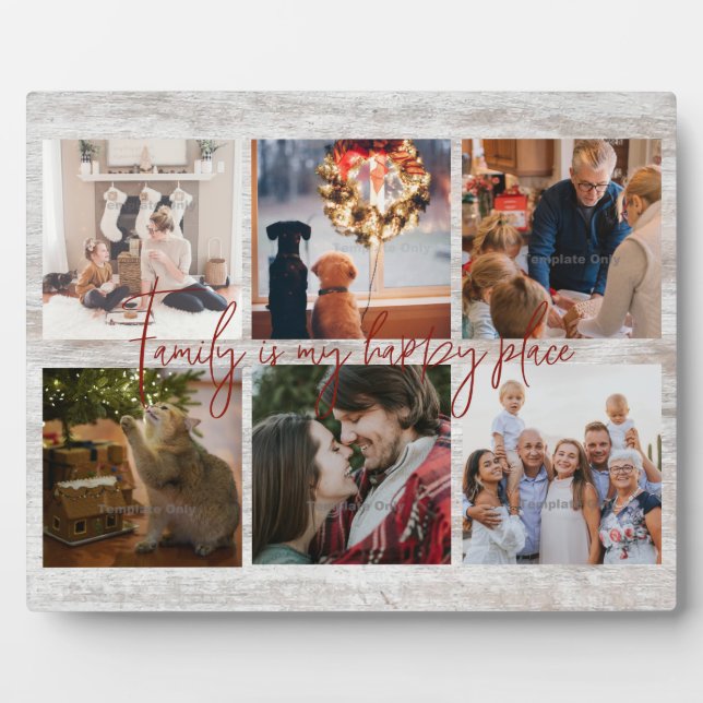 Family Photo Collage FarmhouseTypography Plaque (Front)