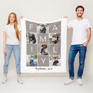 Family photo collage fleece blanket