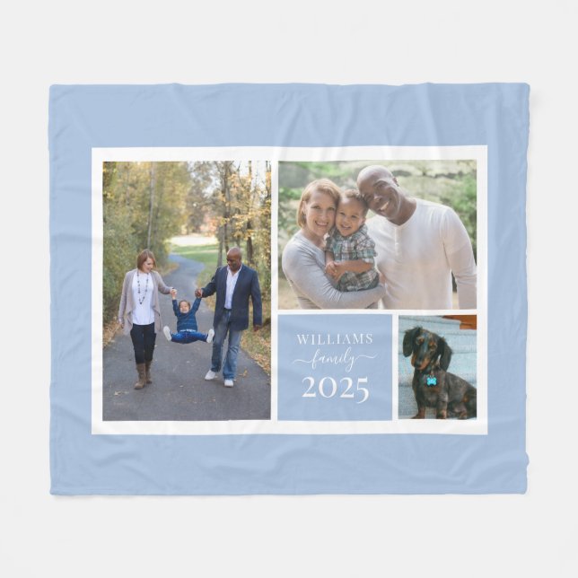 Family Photo Collage Fleece Blanket (Front (Horizontal))