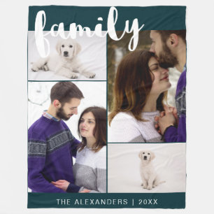 Family Photo Collage Fleece Blanket
