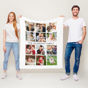 Family Photo Collage Fleece Blanket