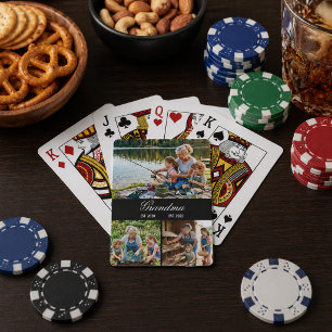 Family Photo Collage for Grandma Custom Playing Cards