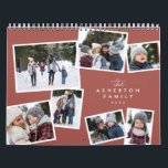 Family photo collage fun modern terracotta calendar<br><div class="desc">With a variety of photo shapes, sizes and layouts, this photo calendar makes a perfect family gift. The cover features a collage of 7 photos scattered scrapbook style on a stylish terracotta background. The photos surround type that can be customised with your family name. Makes a great grandparent or parent...</div>