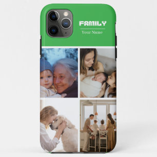 Family Photo Collage GREEN 4 Picture iPhone 11 Pro Max Case