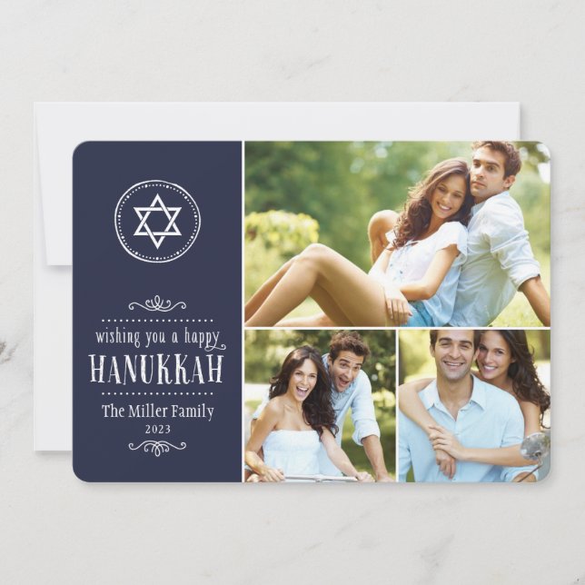 Family Photo Collage Hanukkah Card (Front)