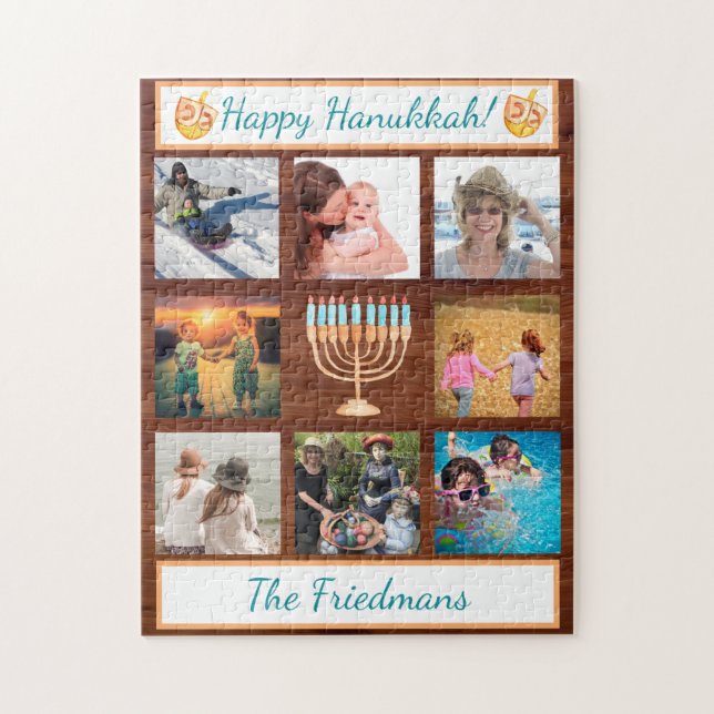 Family Photo Collage Hanukkah Gift Keepsake Jigsaw Puzzle (Vertical)