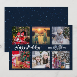 Family photo collage Happy Holidays Christmas Holiday Card