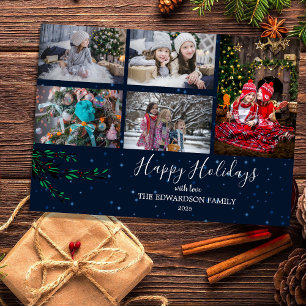 Family photo collage Happy holidays magnetic card
