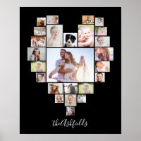 Family Photo Collage Heart 25 Pictures Name Black