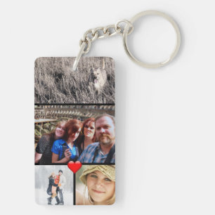Family Photo Collage Heart Key Ring