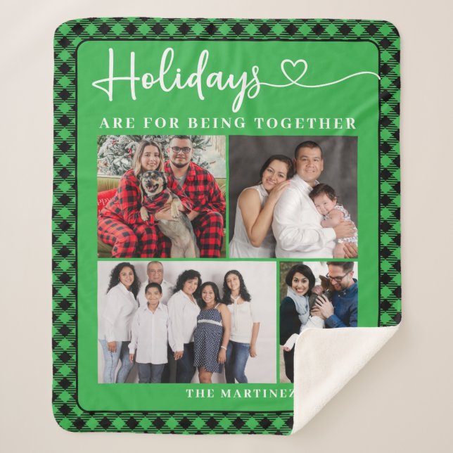Family Photo Collage Holiday Sherpa Blanket (Front)