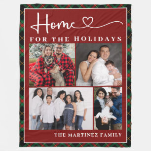 Family Photo Collage Home for the Holidays Fleece Blanket