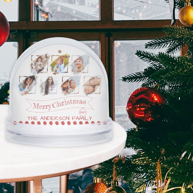 Family Photo Collage Keepsake Merry christmas Snowglobe (Creator Uploaded)