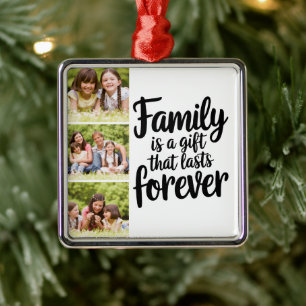 Family Photo Collage Keepsake Metal Tree Decoration