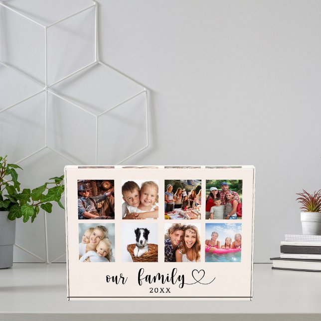 Family photo collage love heart script beige cream (Creator Uploaded)