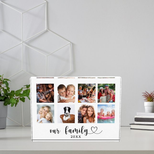 Family photo collage love heart script clear block (Creator Uploaded)