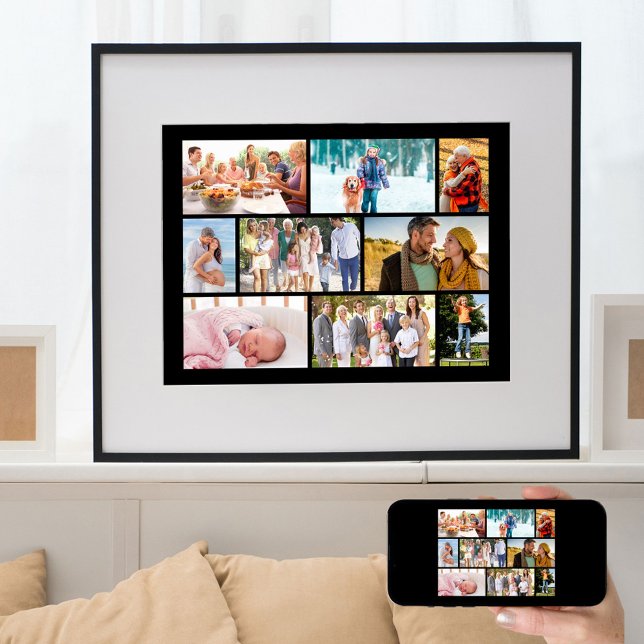 Family Photo Collage Masonry Style Black Poster (Creator Uploaded)